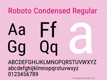 Roboto Condensed Regular Version 2.001201; 2014图片样张