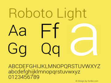 Roboto Light Regular Version 1.100141; 2013 Font Sample