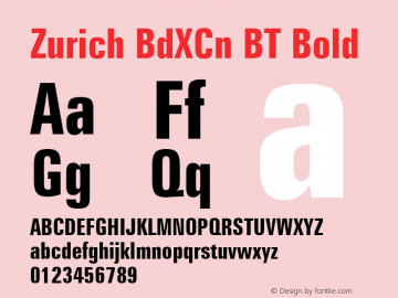 Zurich BdXCn BT Bold Version 2.001 mfgpctt 4.4图片样张