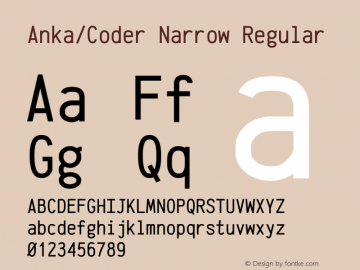 Anka/Coder Narrow Regular Version 001.100 Font Sample