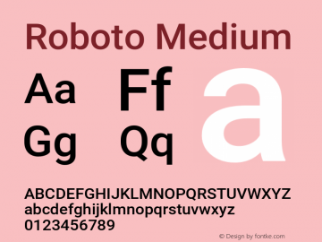 Roboto Medium Version 2.001152; 2014图片样张