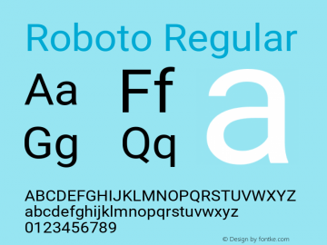 Roboto Version 2.001101; 2014 Font Sample