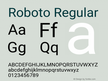 Roboto Version 2.001101; 2014 Font Sample
