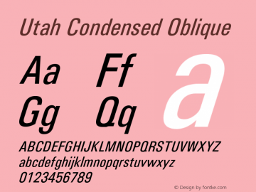 Utah Condensed Oblique Version 1.21 Font Sample