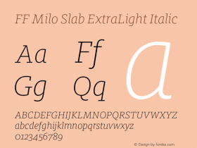 FFMiloSlab-ExtraLightItalic Version 7.504; 2014; Build 1020图片样张