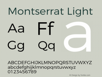 Montserrat-Light Version 3.100;PS 003.100;hotconv 1.0.88;makeotf.lib2.5.64775 Font Sample