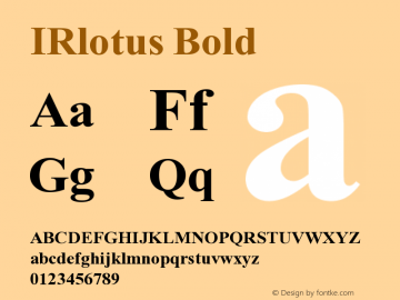 IRlotus-Bold Version 1.000 Font Sample