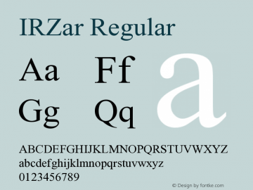 IRZar Version 1.000 Font Sample