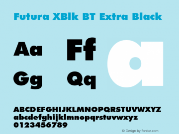 Futura XBlk BT Extra Black Version 1.01 emb4-OT Font Sample