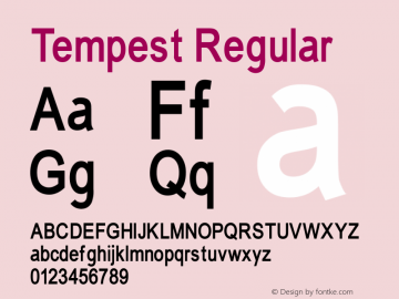 Tempest Regular Version 2.45 Font Sample