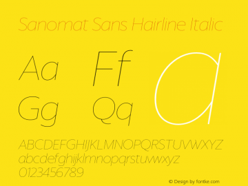 SanomatSans-HairlineItalic Version 1.1 2015 Font Sample