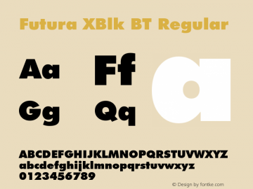 Futura XBlk BT Regular Version 1.01 emb4-OT;com.myfonts.easy.bitstream.futura.extra-black.wfkit2.version.2fre Font Sample