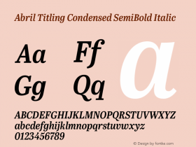 AbrilTitlingCndSb-Italic Version 1.000图片样张