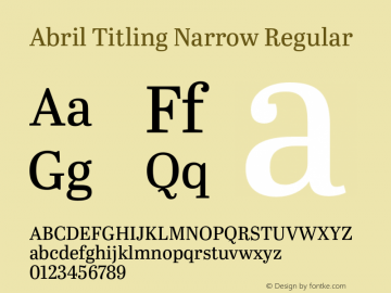 AbrilTitlingNar Version 1.000 Font Sample