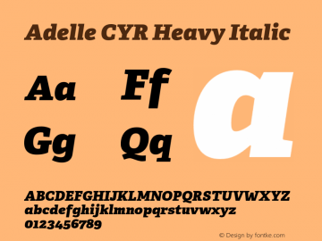 AdelleCYR-HeavyItalic Version 2.000 Font Sample