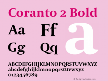 Coranto2-Bold Version 2.000 Font Sample