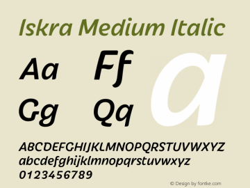 Iskra-MediumItalic Version 1.000 Font Sample