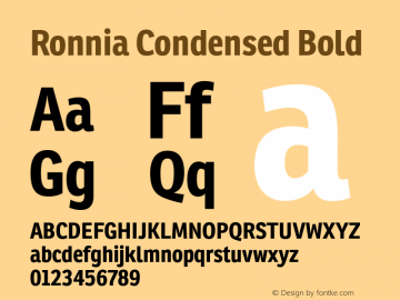 RonniaCond-Bold Version 1.000 Font Sample