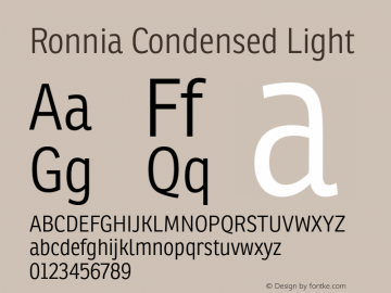 RonniaCond-Light Version 001.000 Font Sample