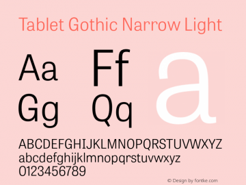 TabletGothicNarrow-Light  Font Sample