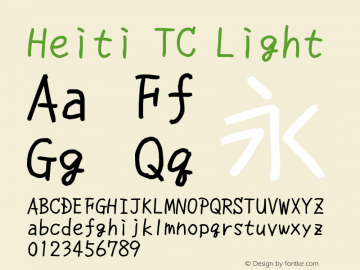 Heiti TC Light Version 1.00 August 6, 2015, initial release图片样张