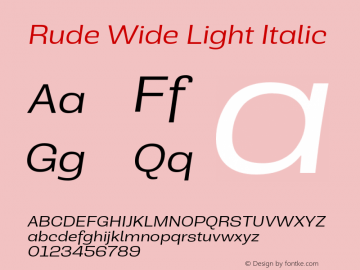 Rude Wide Light Italic Version 1.000图片样张