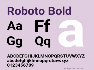 Roboto Bold Version 2.000980; 2014 Font Sample