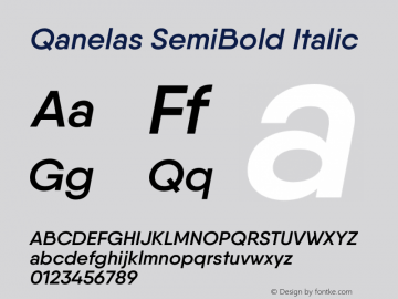 Qanelas-SemiBoldItalic Version 1.000;PS 001.000;hotconv 1.0.88;makeotf.lib2.5.64775图片样张