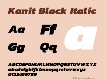 Kanit Black Italic Version 1.002 Font Sample