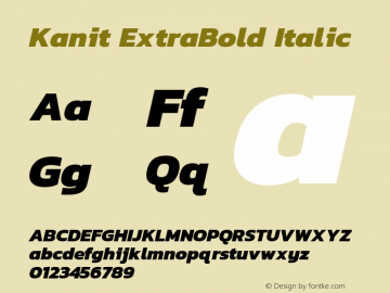 Kanit ExtraBold Italic Version 1.002 Font Sample