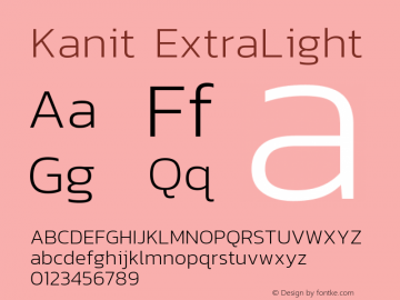 Kanit ExtraLight Version 1.002 Font Sample