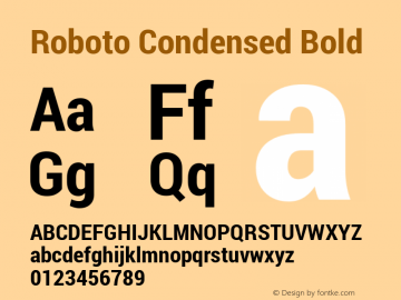 Roboto Condensed Bold Version 1.100141; 2013 Font Sample