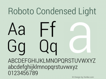Roboto Condensed Light Regular Version 1.100141; 2013 Font Sample