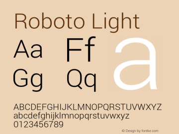 Roboto Light Regular Version 1.100141; 2013 Font Sample