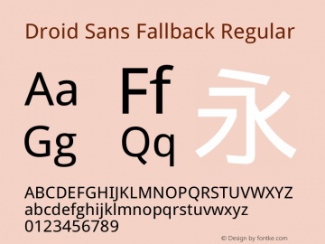 Droid Sans Fallback Version 2.52a Font Sample