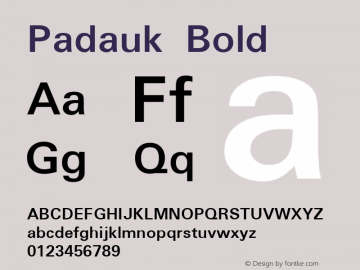 Padauk Bold Version 2.8 Font Sample
