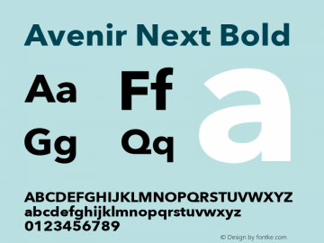 Avenir Next Bold 8.0d2e1 Font Sample
