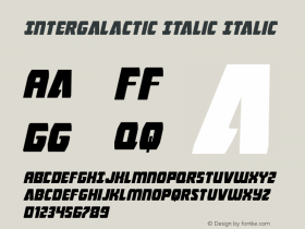 Intergalactic Italic Version 1.0; 2016 Font Sample