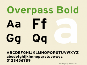 Overpass-Bold Version 1.001 Font Sample