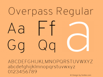 Overpass-ExtraLight Version 1.000 Font Sample