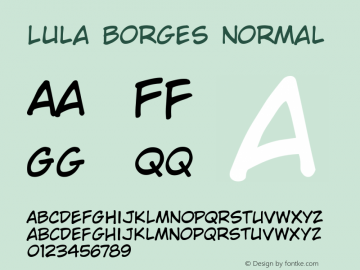 Lula Borges Normal Version Versa~o 2,5 - 29 de Font Sample