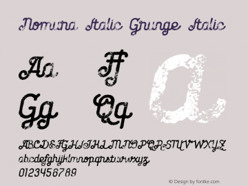 NomuraItalicGrunge-Italic Version 1.000 Font Sample