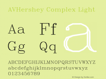 AVHershey Complex Light Version 000.001 Font Sample