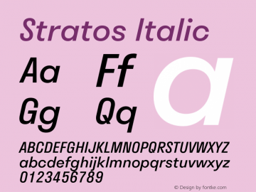 Stratos Italic Version 1.002;PS 1.2;hotconv 1.0.72;makeotf.lib2.5.5900 Font Sample