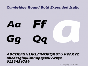 CambridgeRound-BoldExpIt Version 1.001 Font Sample