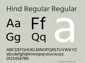 Hind Regular Version 1.201;PS 1.0;hotconv 1.0.78;makeotf.lib2.5.61930; ttfautohint (v1.1) -l 7 -r 28 -G 50 -x 13 -D latn -f deva -w G图片样张