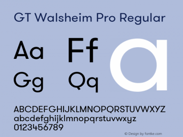 GTWalsheimProRegular Version 1.001 Font Sample
