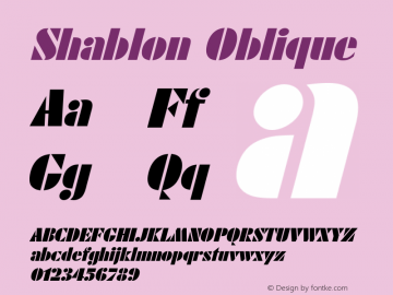 Shablon Oblique 001.001 Font Sample