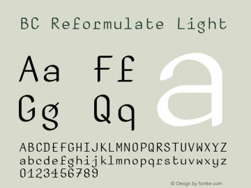 BC Reformulate LSB Regular Version 1.000 Font Sample