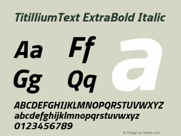 TitilliumText ExtraBold Italic Version 60.001图片样张
